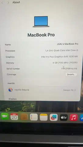 Macbook Pro i5 256GB 2019