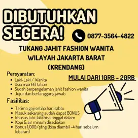 Di butuhkan secepatnya tukang jahit baju model