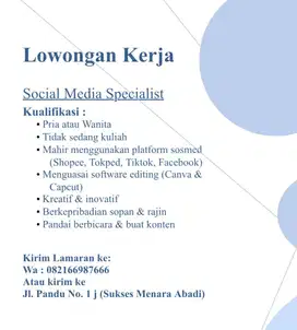 Sosial Media Specialist