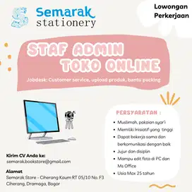 Lowongan Kerja Admin Toko Online Semarak Stationery