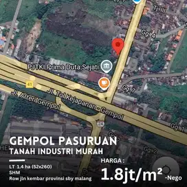 Dijual Tanah Industri Gempol Pasuruan Jawa Timur