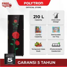 Polytron 2 pintu tanpa bunga es new garansi 5th