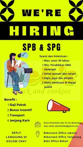 DIBUTUHKAN SEGERA SPG & SPB