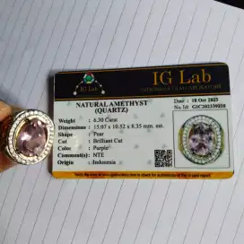 Batu Permata Natural Amethys Certi