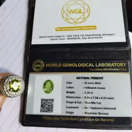 Batu Permata Natural Peridot Certi