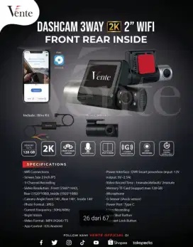 Dashcam Vente 3 Way Camera