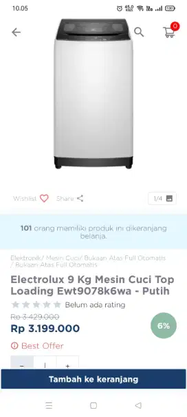 Promo cicilan mesin cuci electrolux 9kg