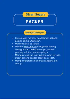 Lowongan Kerja Packer Reguler