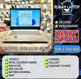 Laptop Lenovo Ideapad S145 (sec). CeleronN4000. RAM 4GB. SSD 256GB