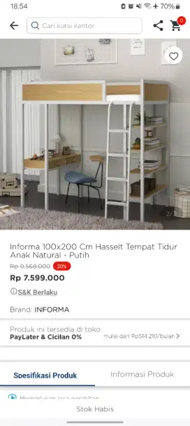 dijual tempat tidur anak merk informa ukuran 100x200