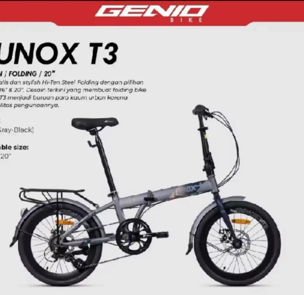 SEPEDA LIPAT GENIO 16 inc MODEL T3