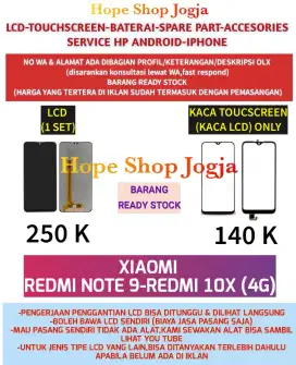 Service HP-Touchscreen/Baterai-LCD XIAOMI REDMI NOTE 9-REDMI 10X (4G)
