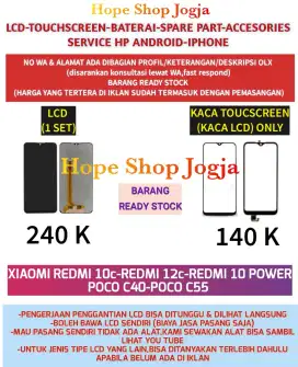 Service HP-Touchscreen-Baterai-LCD XIAOMI REDMI 10c-12c-REDMI 10 power
