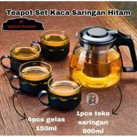 Teko set saringan kaca