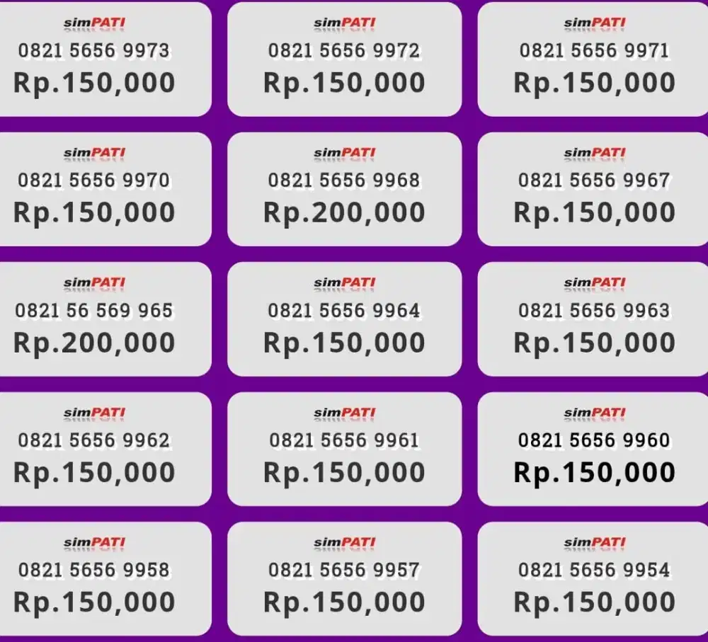 Nomor Cantik simpati rapi murah