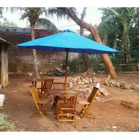 kursi taman,bangku outdoor,payung jati,meja bulat,tenda minimalis