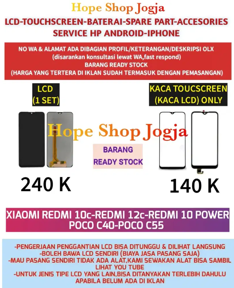 Service HP-Touchscreen-Baterai-LCD POCO C40/POCO C55