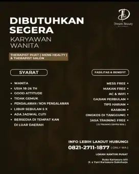 lowongan therapist spa pijat dan salon