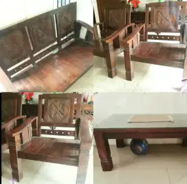 Set Kursi Tamu Jati Ukir Antik Motif Kamboja