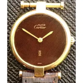 Vintage Antique Jam tangan wanita GOLD CARTIER PARIS QUARTZ ARGEN