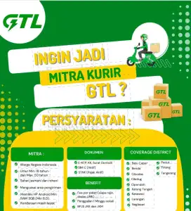 Dicari pria & wanita kurir motor untuk pengantaran paket