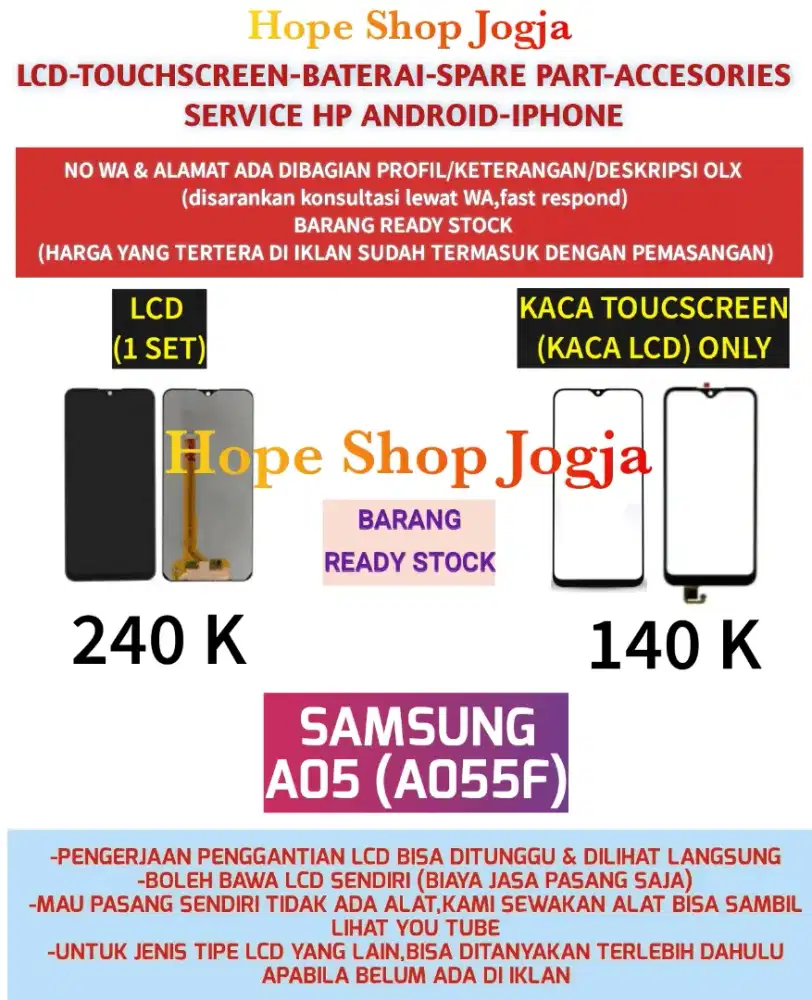 Service HP-Baterai-Touchscreen-LCD Samsung A05/A055F