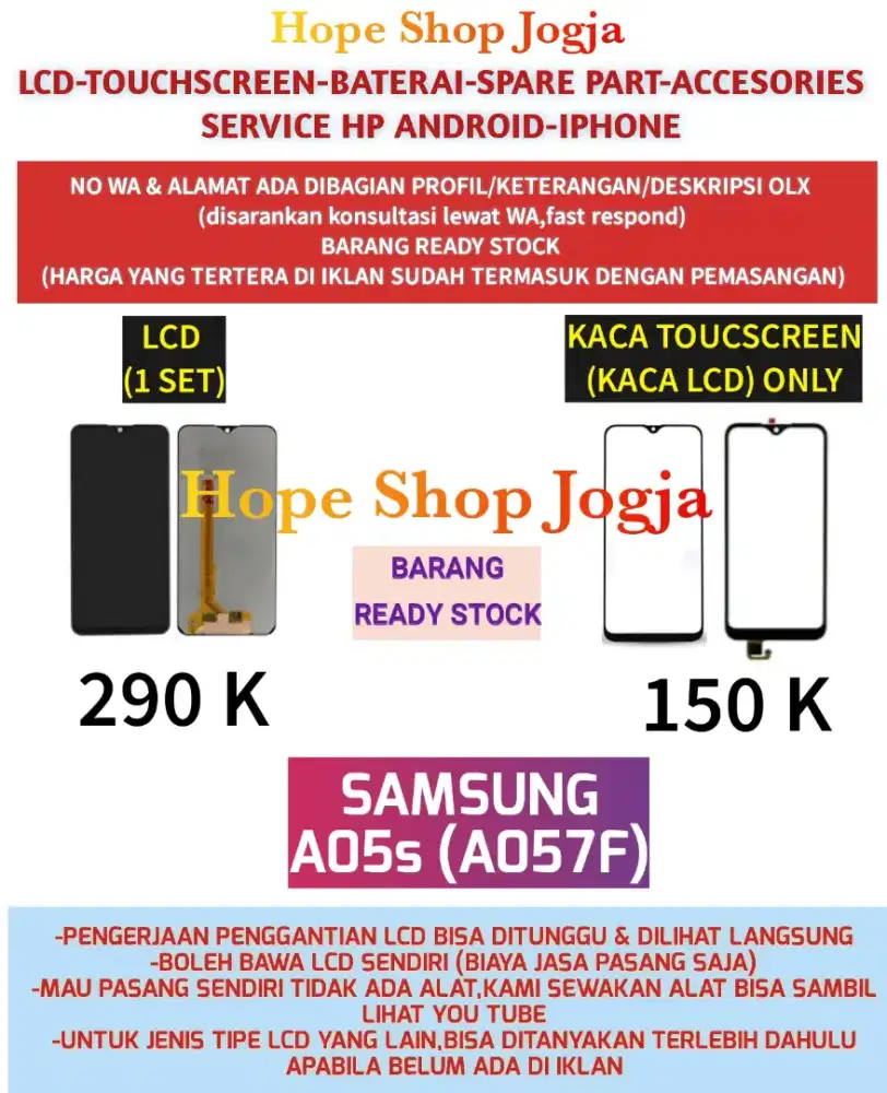 Service HP/Baterai-Touchscreen-LCD Samsung A05s/A057F