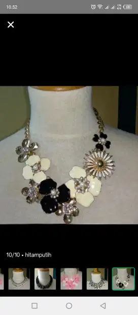 Aksesoris Pesta Kalung Emas Fashion Bunga Hitam Putih Kalung Mutiara