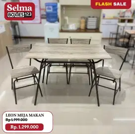 Meja makan set rangka besi