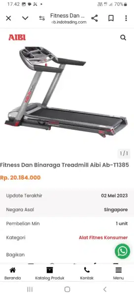 Dijual treadmill merk Aibi Ab-T1385