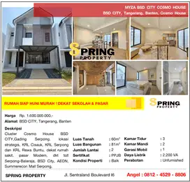 Rumah Murah Cozmo House Myza BSD City Gading Serpong Tangerang Banten