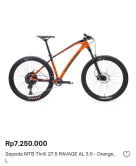 Sepeda MTB Thrill 27,5 Ravage AL, 3.5, - orange , L