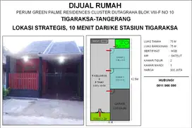 DIJUAL RUMAH, LOKASI STRATEGIS 10 MENIT DARI/KE STASIUN TIGARAKSA