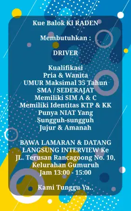 Lowongan Kerja Pekerjaan DRIVER