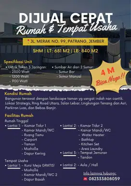 DIJUAL CEPAT, TERMASUK FURNITURE LENGKAP