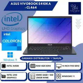 ASUS VIVOBOOK E410KA INTEL N4500 UHD GRAPHICS RAM 4GB 64+256GB 14INCH