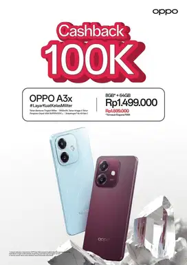 Oppo a3x cahs back 100rb kredit dp 0%