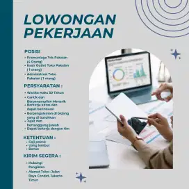 Lowongan pekerjaan untuk SPG, Kasir, Dan Admin Toko Pakaian