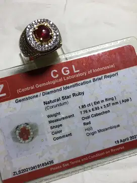 Natural Ruby Corundum Ring Perak Micro Setting
