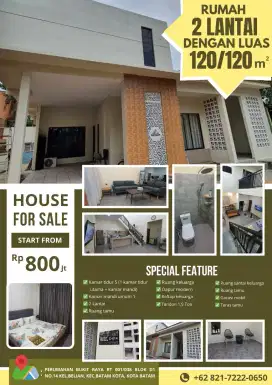 DIJUAL RUMAH 2 LANTAI DENGAN LUAS 120/120