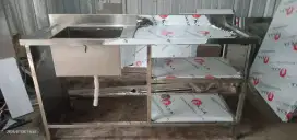 Meja Sink 2 Rak Stainless steel