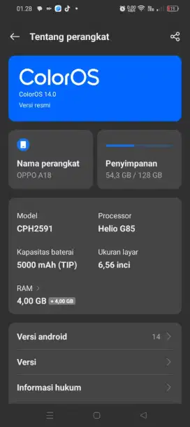 Jual cepat Oppo A18