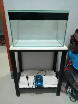 Aquarium set 40x20x25 plus rak holo ukuran 45x25x52 plus aerator