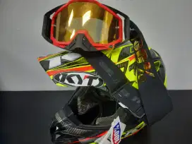 BARU HELM KYT CROSS OVER + Kacamata Google (Cross Glass) 100% Size M