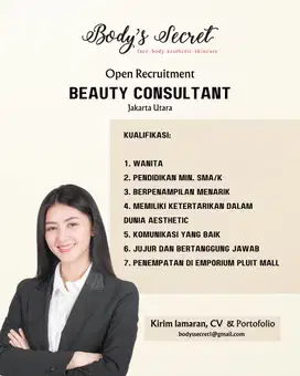 We are Hiring Beauty Consultant