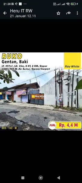 Dijual ruko gentan baki