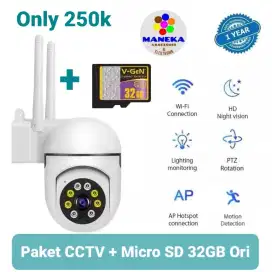 Paket CCTV Antena V380pro + mmc 32GB kamera Jernih 1080P kualitas 8mp