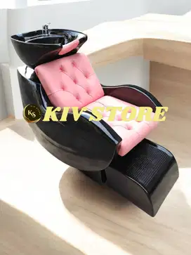 kursi keramas salon, kursi keramas, rangka hitam jok pink flamingo