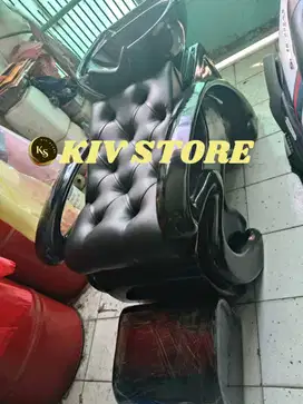 kursi keramas salon, bangku keramas jok kancing hitam