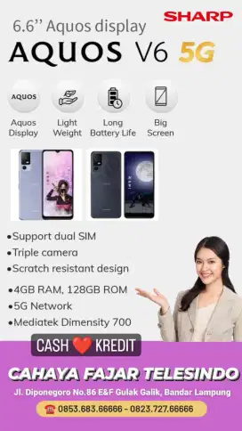 HP SHARP AQUOS V6 5G RAM 4/128 NEW SEGEL BERGARANSI RESMI PASTI AMAN